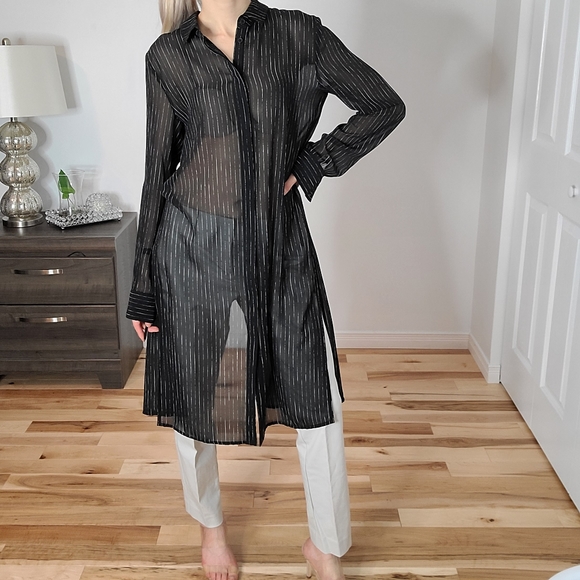 DKNY sheer blouse tunic style - Picture 4 of 15